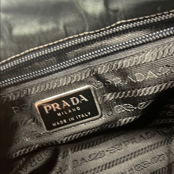Prada -Tessuto Pecono- Dark Gray Nylon Tote Bag - Picture 9 of 16